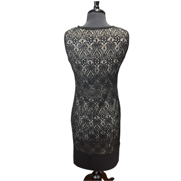 R&M Richards Elegant Black Lace Overlay Sleeveless Sheath Dress Size 8 - Picture 3 of 7
